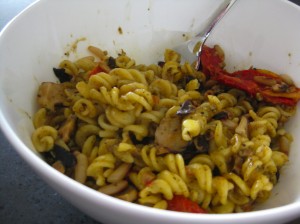 Pesto Pasta with Shitake Mushrooms